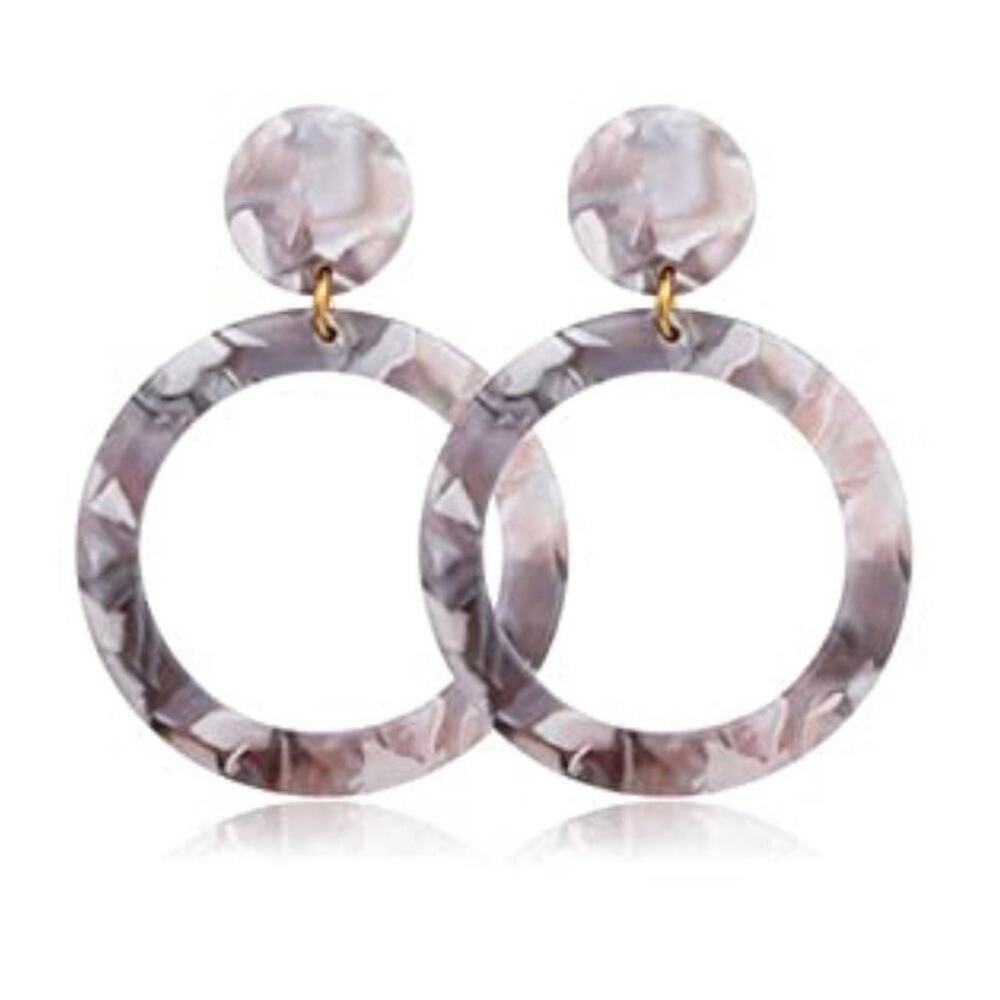 Gray Tortoise Shell Acrylic Drop Earrings